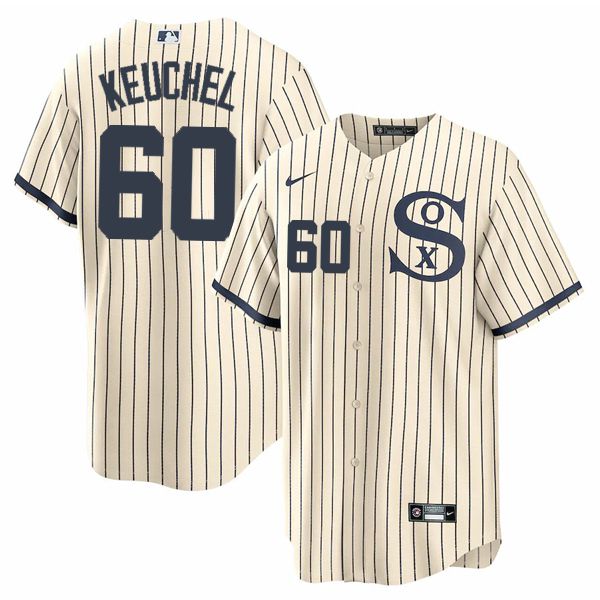 Men Chicago White Sox 60 Keuchel Cream stripe Dream version Game Nike 2021 MLB Jersey